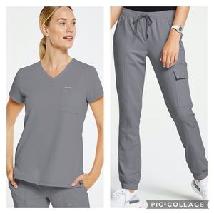 Jaanuu 3 pocket top and essential jogger pants set gray XS NWT